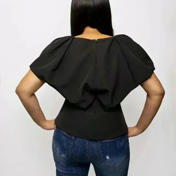 On My Own Balloon Sleeved Peplum Top - Picture 2 of 3